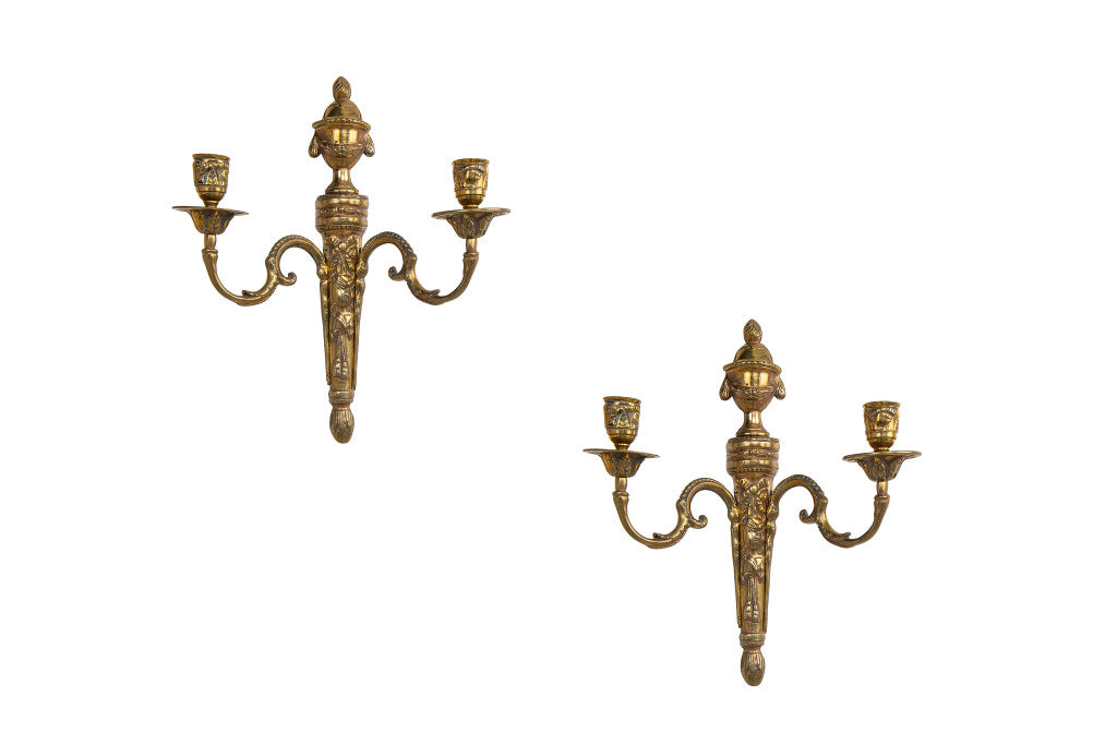 Gilt Bronze L. XVI Two Light Sconces,
France Late 18th Century Default