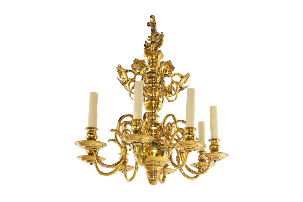 Polished Brass Baroque Style Eight Light Chandelier With Reflect Default