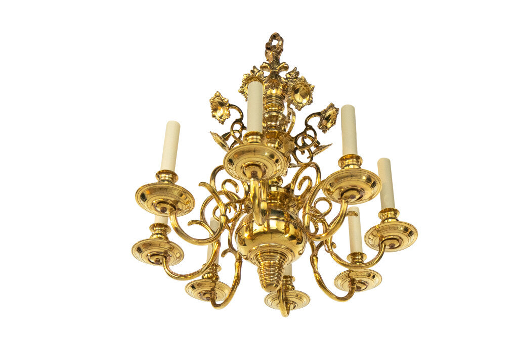 Polished Brass Baroque Style Eight Light Chandelier With Reflect Default