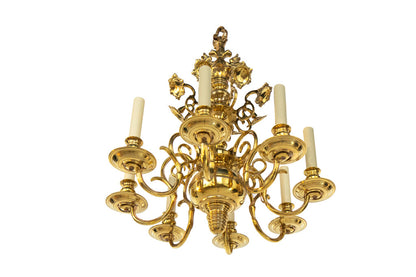 Polished Brass Baroque Style Eight Light Chandelier With Reflect Default