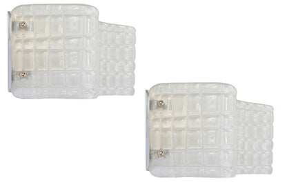 Venetian Glass Waffled Design Two Light Sconces, Italy 20th Cent Default