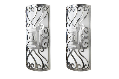 Polished Iron And Opaline Glass Demilune Shaped Six Light Sconce Default