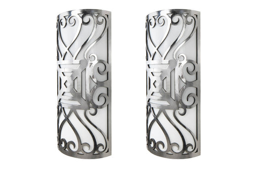 Polished Iron And Opaline Glass Demilune Shaped Six Light Sconce Default