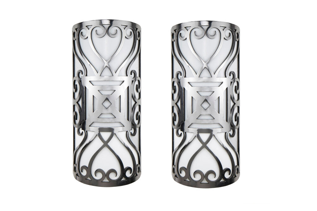 Polished Iron And Opaline Glass Demilune Shaped Six Light Sconce Default