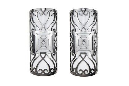 Polished Iron And Opaline Glass Demilune Shaped Six Light Sconce Default