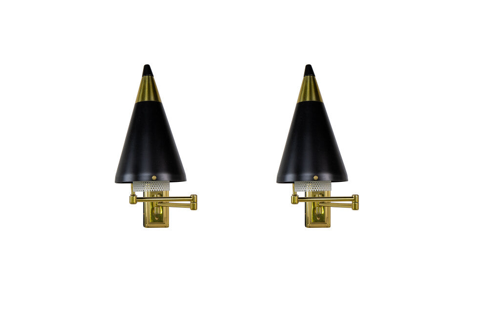 Brass Swing Arm One Light Sconces With Painted Cone Shaped Shade Default