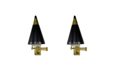 Brass Swing Arm One Light Sconces With Painted Cone Shaped Shade Default