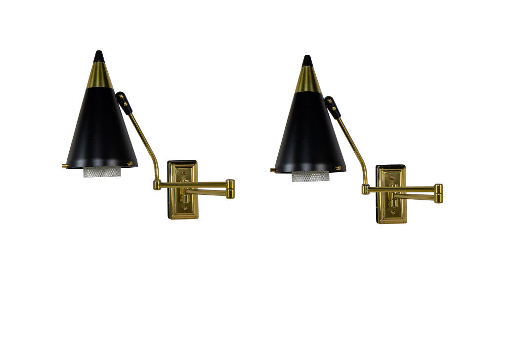 Brass Swing Arm One Light Sconces With Painted Cone Shaped Shade Default
