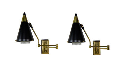 Brass Swing Arm One Light Sconces With Painted Cone Shaped Shade Default