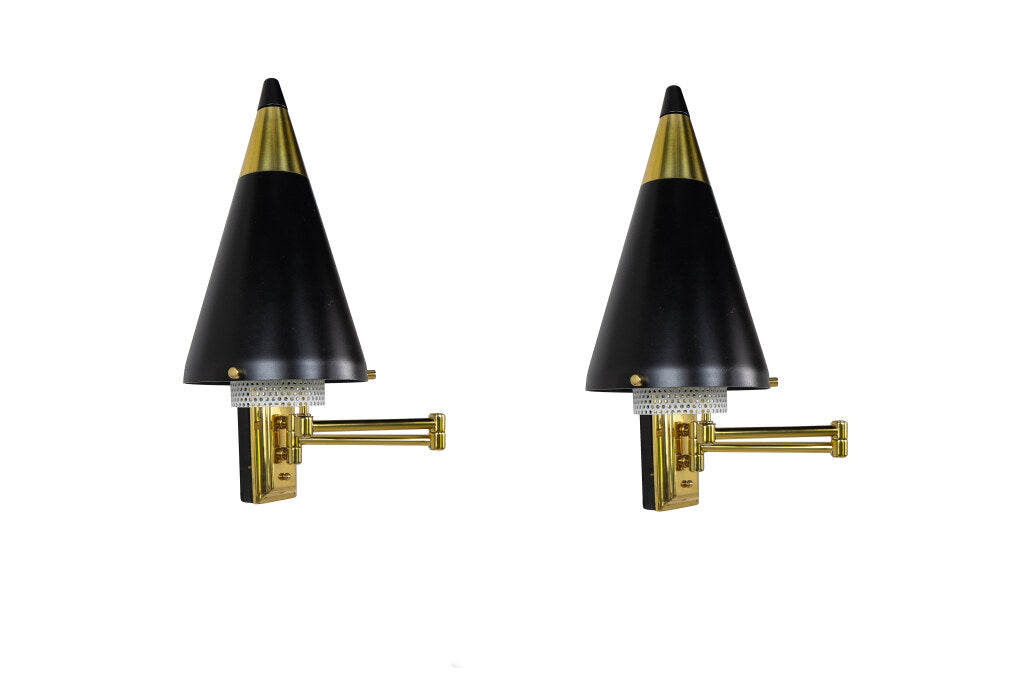 Brass Swing Arm One Light Sconces With Painted Cone Shaped Shade Default