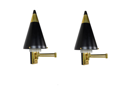 Brass Swing Arm One Light Sconces With Painted Cone Shaped Shade Default