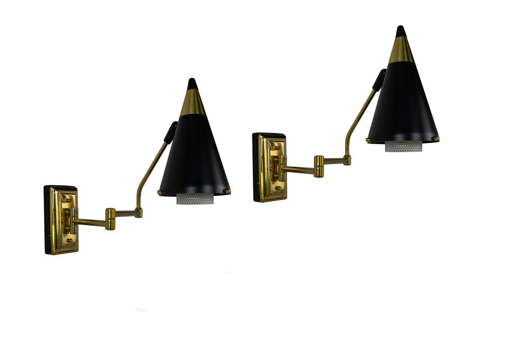 Brass Swing Arm One Light Sconces With Painted Cone Shaped Shade Default