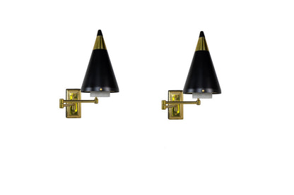 Brass Swing Arm One Light Sconces With Painted Cone Shaped Shade Default