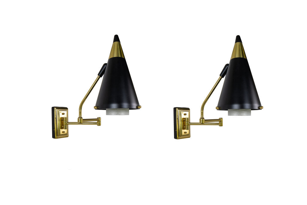 Brass Swing Arm One Light Sconces With Painted Cone Shaped Shade Default