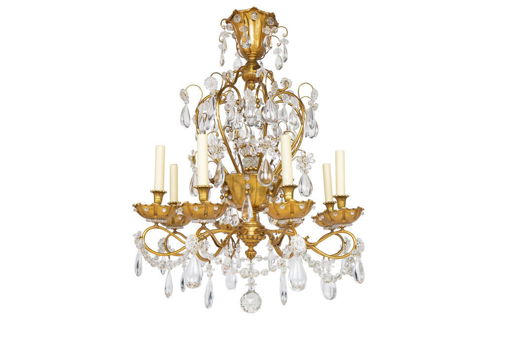 Gilt Bronze, Iron And Crystal Twelve Light Eight Arm Chandelier Default