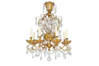 Gilt Bronze, Iron And Crystal Twelve Light Eight Arm Chandelier Default
