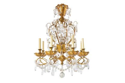 Gilt Bronze, Iron And Crystal Twelve Light Eight Arm Chandelier Default