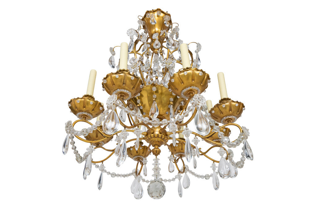 Gilt Bronze, Iron And Crystal Twelve Light Eight Arm Chandelier Default