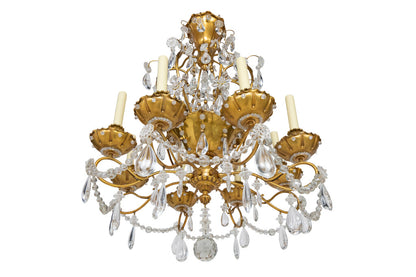 Gilt Bronze, Iron And Crystal Twelve Light Eight Arm Chandelier Default