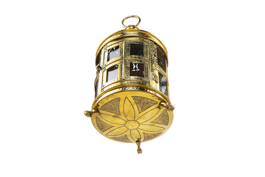 Brass And Paneled Glass Pierced And Etched Nautical Lantern, Hol Default