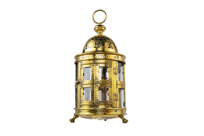 Brass And Paneled Glass Pierced And Etched Nautical Lantern, Hol Default