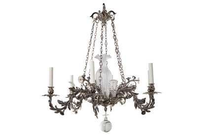 Silvered Bronze And Glass William IV Six Arm, Seven Light Chande Default