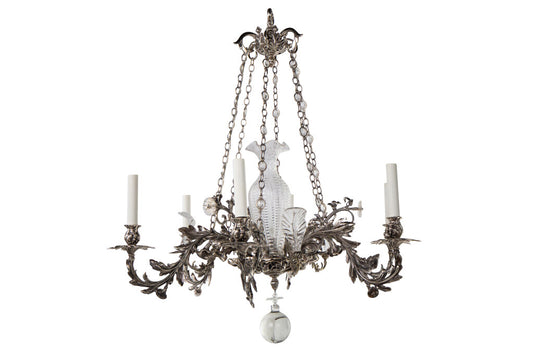 Silvered Bronze And Glass William IV Six Arm, Seven Light Chande Default