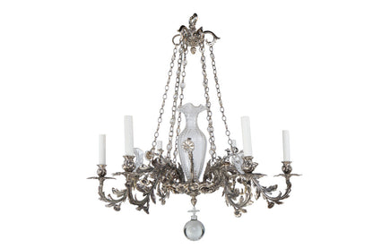 Silvered Bronze And Glass William IV Six Arm, Seven Light Chande Default