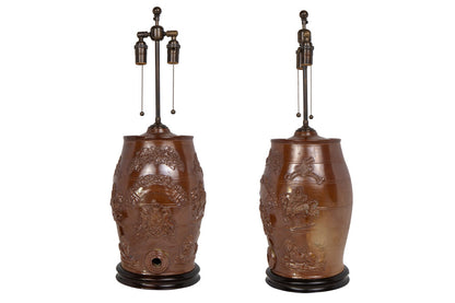Stoneware Cask Lamp With Royal Crest Decoration, England 19th Ce Default