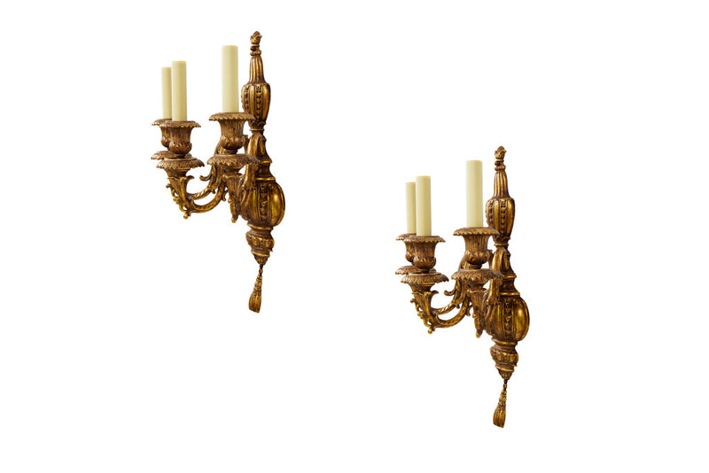Gilt Bronze Three Light Sconces By E.F. CALDWELL, New York Circa