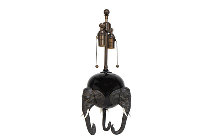 Brass And Polychrome Spelter Elephant Motif Table Lamp, Denmark Default