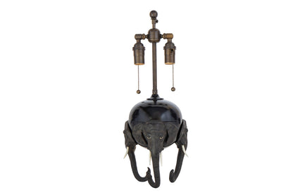 Brass And Polychrome Spelter Elephant Motif Table Lamp, Denmark Default