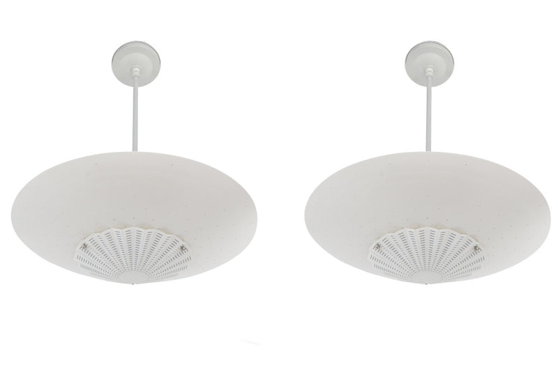 White Lacquered Metal And Acrylic Pendants By 