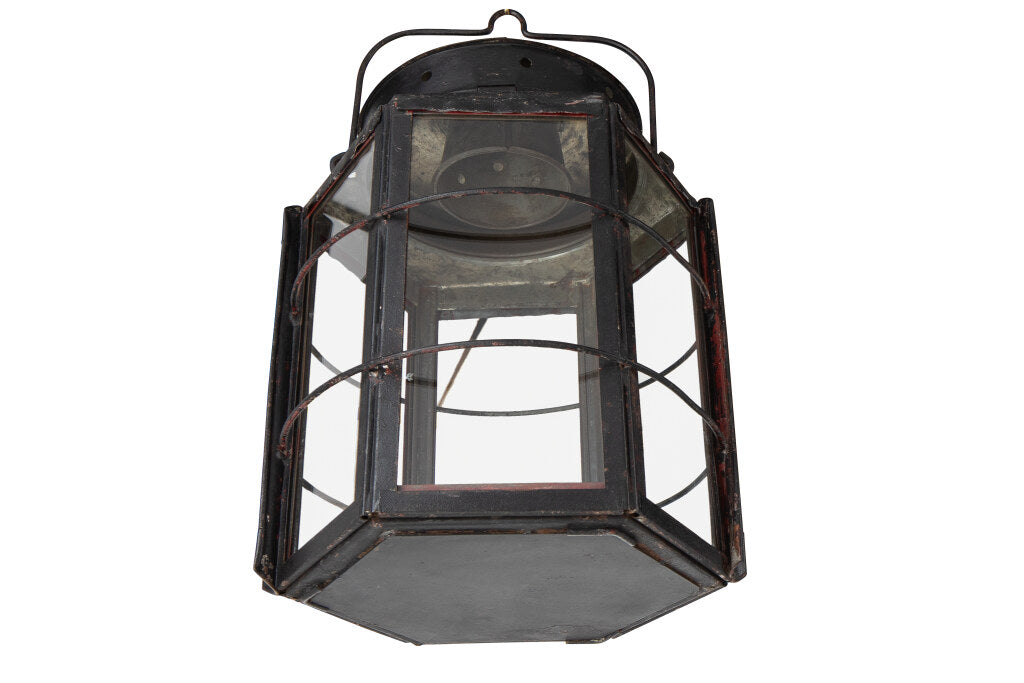 Painted  Iron and Glass Paneled Ship Mast Lantern By L.E. ANDREW Default
