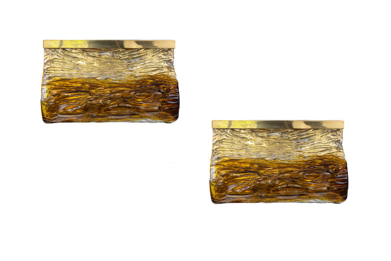 Brass And Murano Glass Two Light Sconces By VENINI, Italy Mid 20