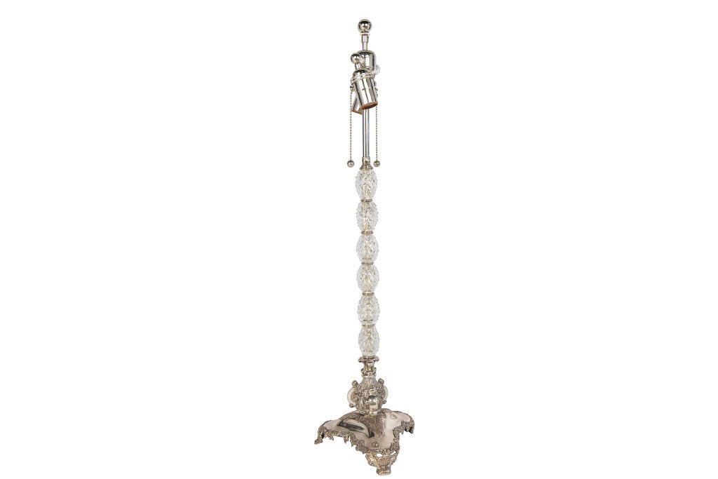 Silvered Bronze And Cut Crystal Table Lamp, Poland Late 19th Cen Default