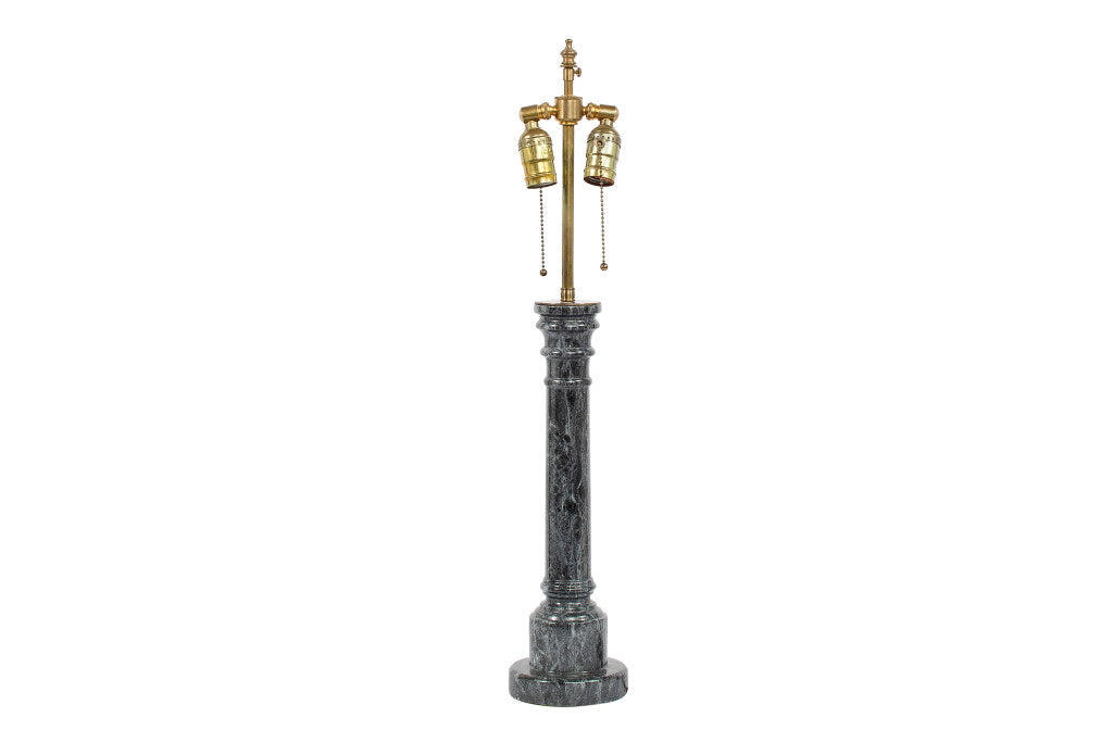 Hand Carved Marble Column Lamp, England Early 20th Century Default