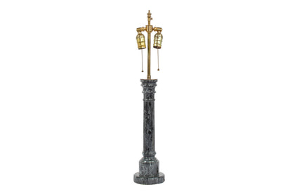 Hand Carved Marble Column Lamp, England Early 20th Century Default