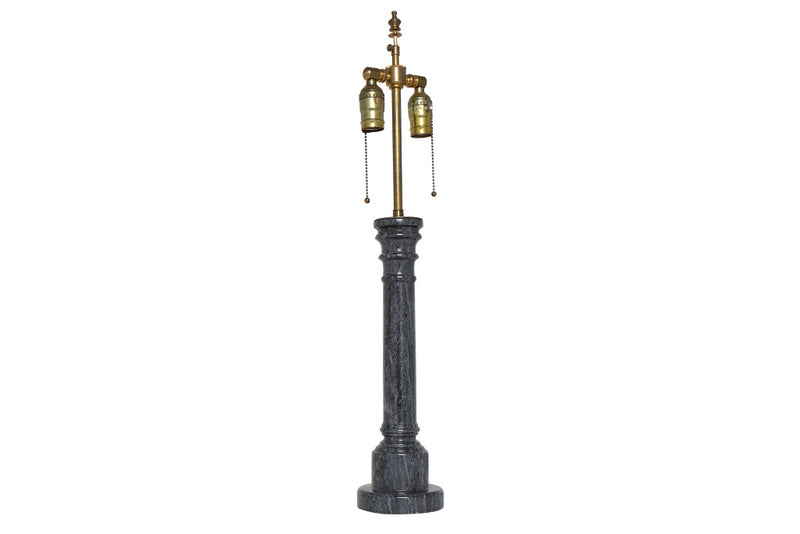 Hand Carved Marble Column Lamp, England Early 20th Century