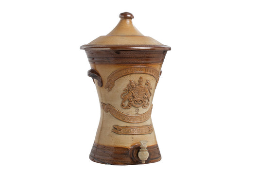 Stoneware Spigot Home Water Filter With Coat Of Arms Decoration, Default