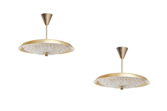 Gilt Brass And Molded Glass Six Light Pendants By ORREFORS - CAR Default