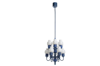 Polished Brass And Painted Wood  Six light Chandelier With Opali Default
