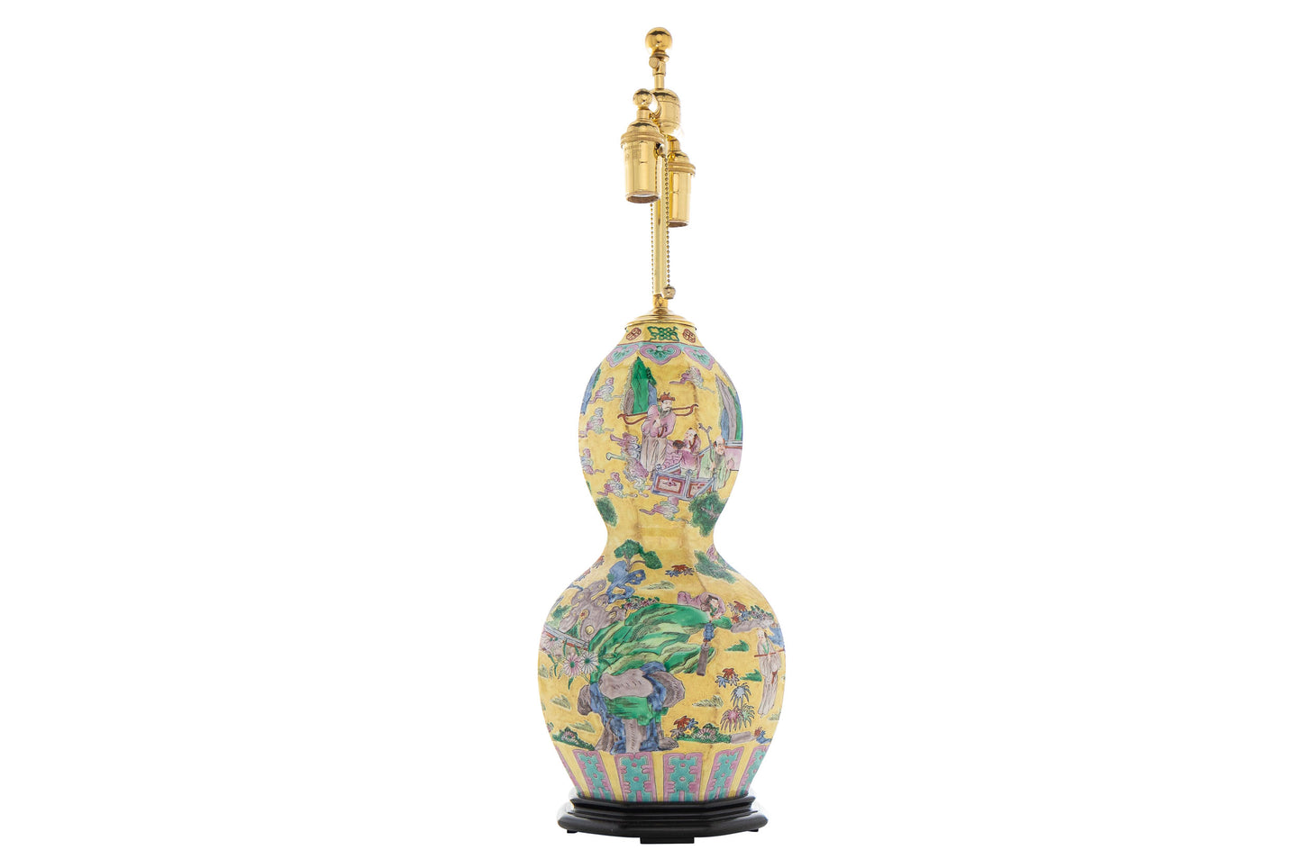 Porcelain Famille Rose Double Gourd Decorated Vase, Lamped, Chin