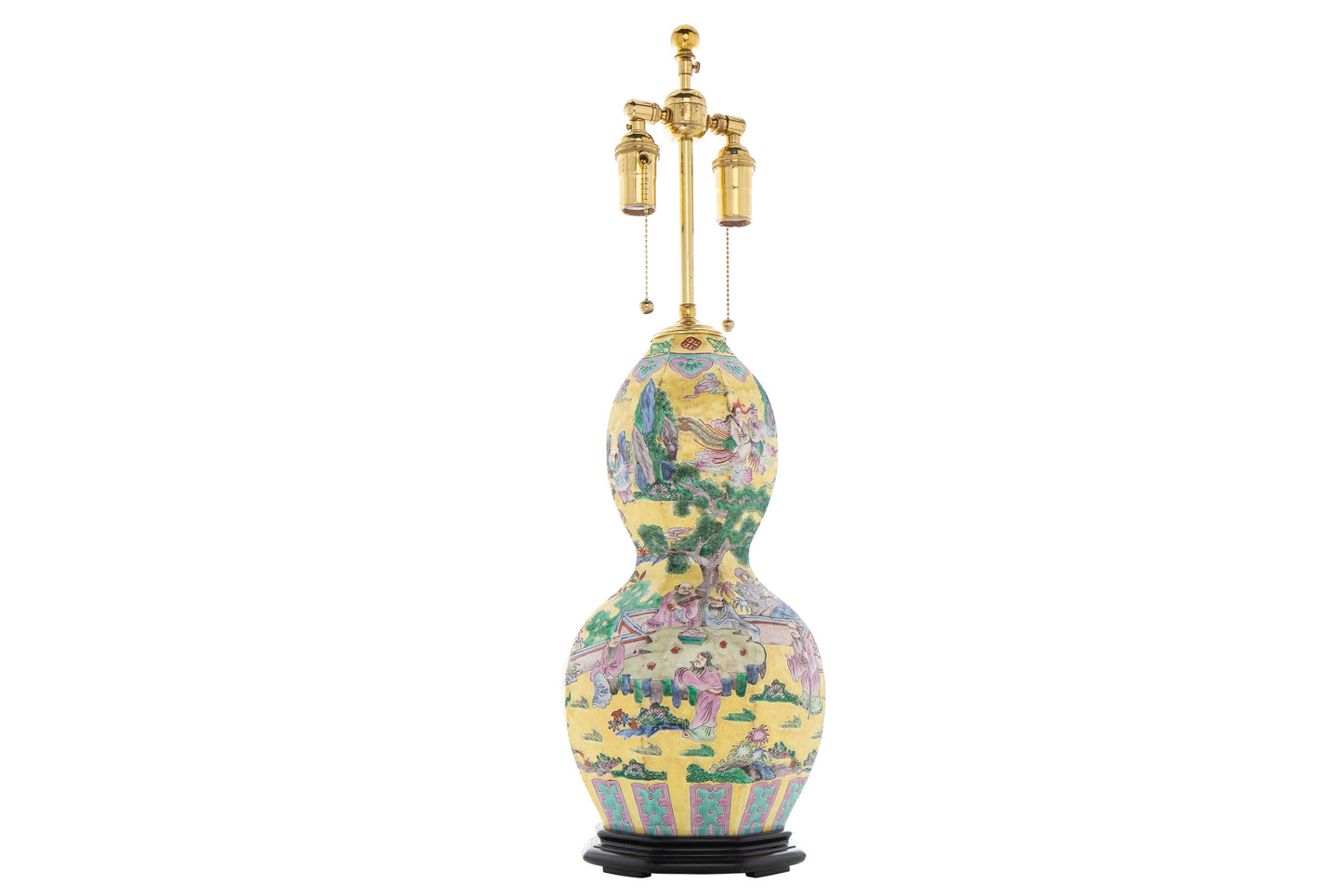 Porcelain Famille Rose Double Gourd Decorated Vase, Lamped, Chin