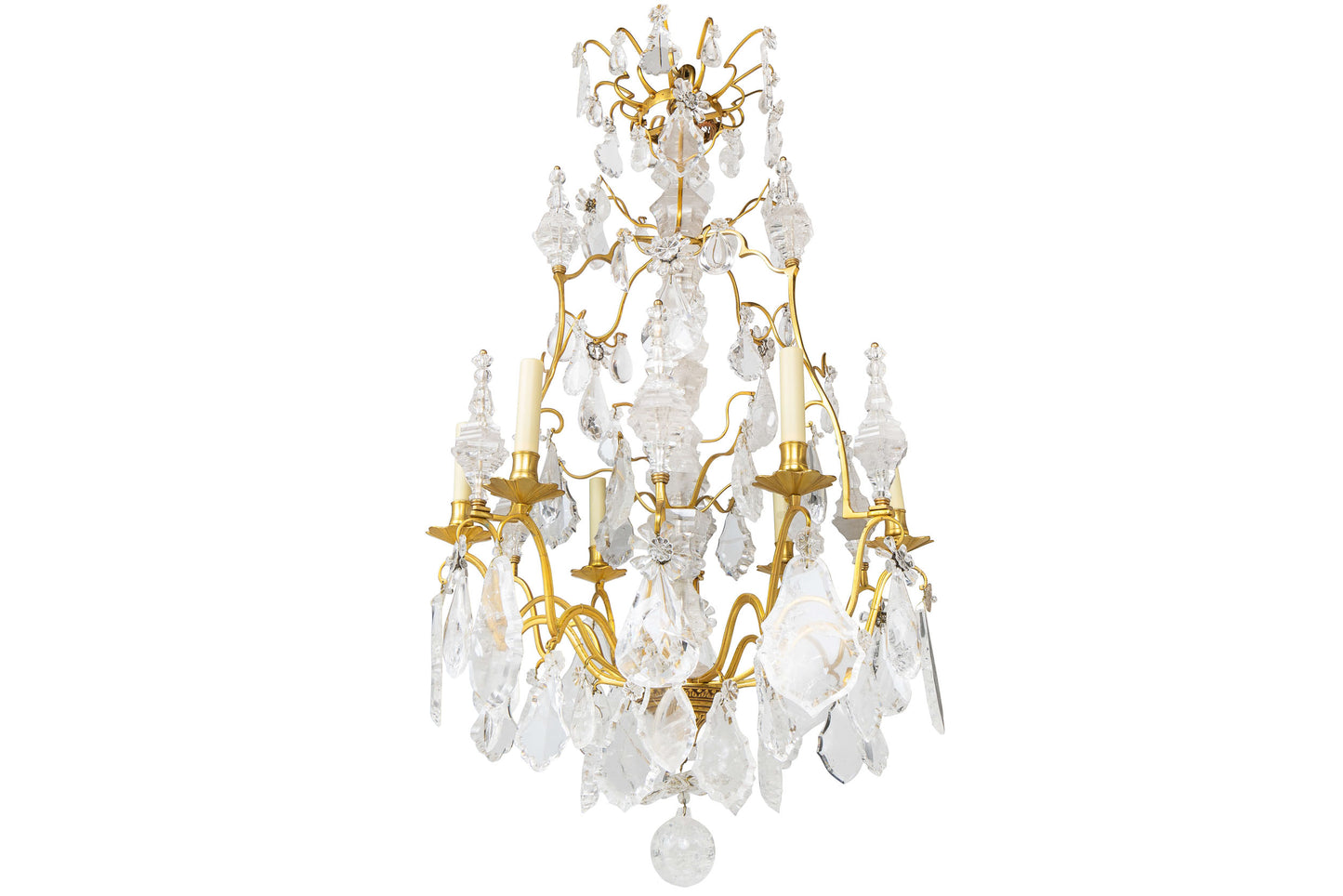 Gilt Bronze and Rock Crystal L. XV Style Twelve Light  Chandelie