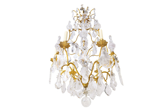 Gilt Bronze and Rock Crystal L. XV Style Twelve Light  Chandelie