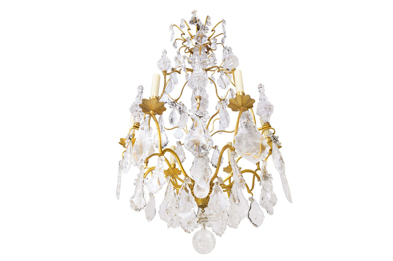 Gilt Bronze and Rock Crystal L. XV Style Twelve Light  Chandelie