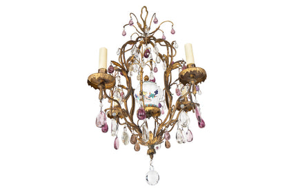 Gilt Bronze, Tole, Decorated Chinoiserie Porcelain Four Light Ch Default