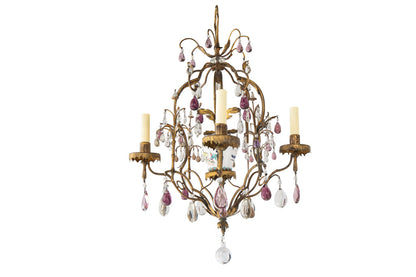 Gilt Bronze, Tole, Decorated Chinoiserie Porcelain Four Light Ch Default
