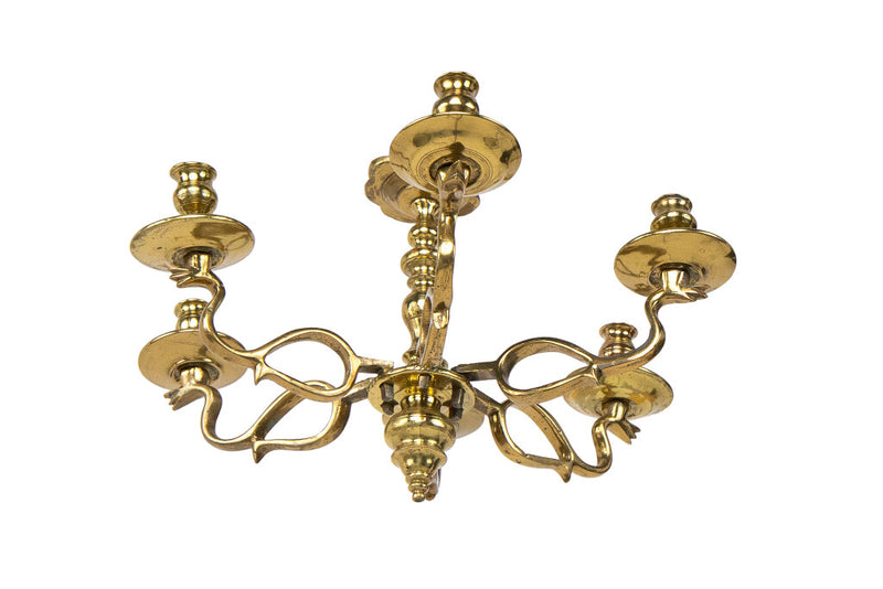 Brass Baroque Style Serpentine Arms Six Light Chandelier, Holla